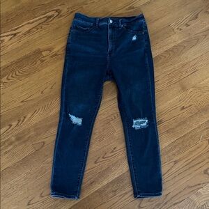 Express Super High Rise Distressed Skinny Jeans